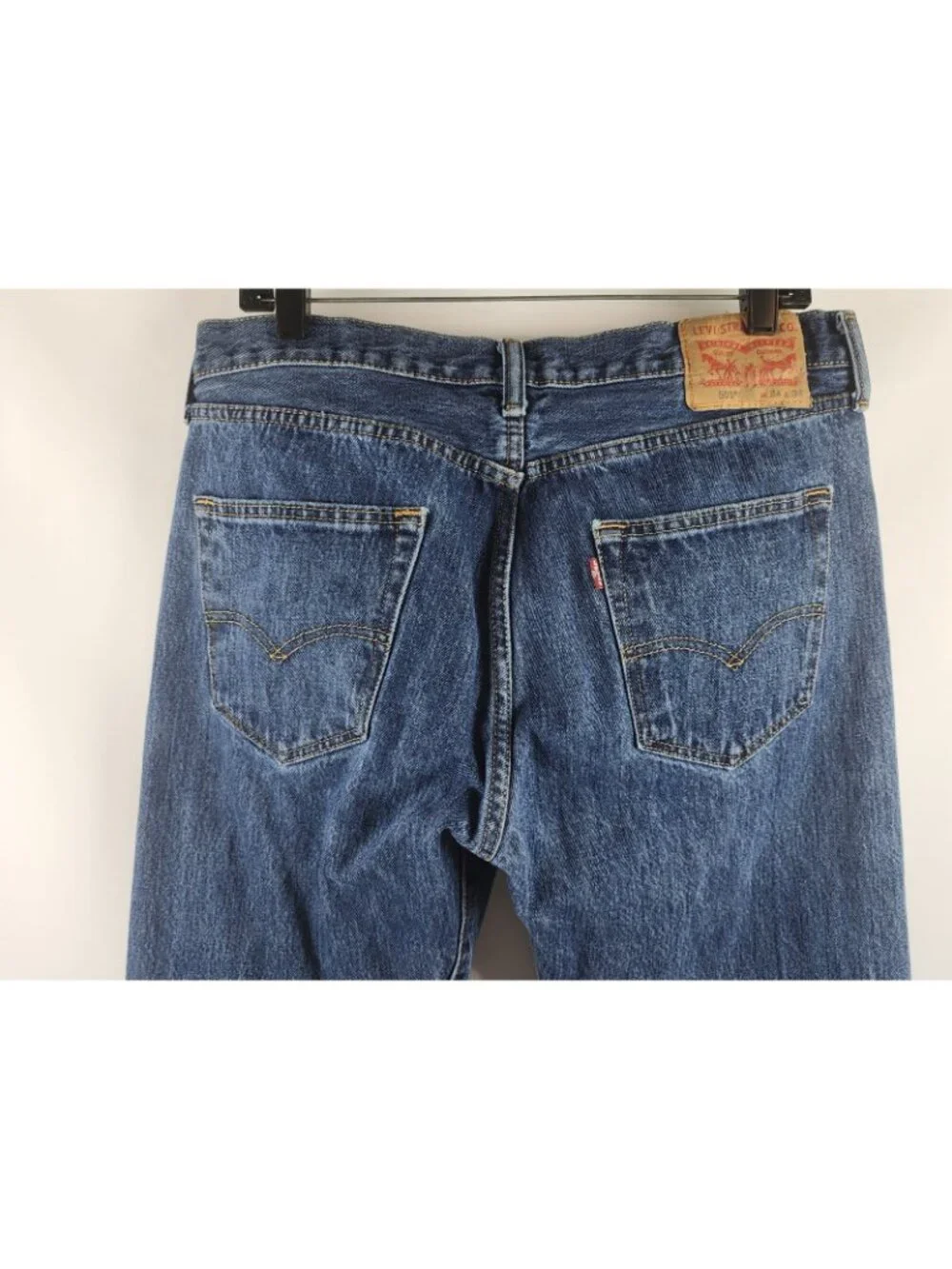 LEVIS 501 Jeans Mens 36x33 Red Tab Button Fly Blue Jeans Straight Leg